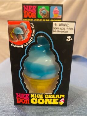 Nice Cream Cone Kids Toy - Blue & Yellow Squeeze Toy